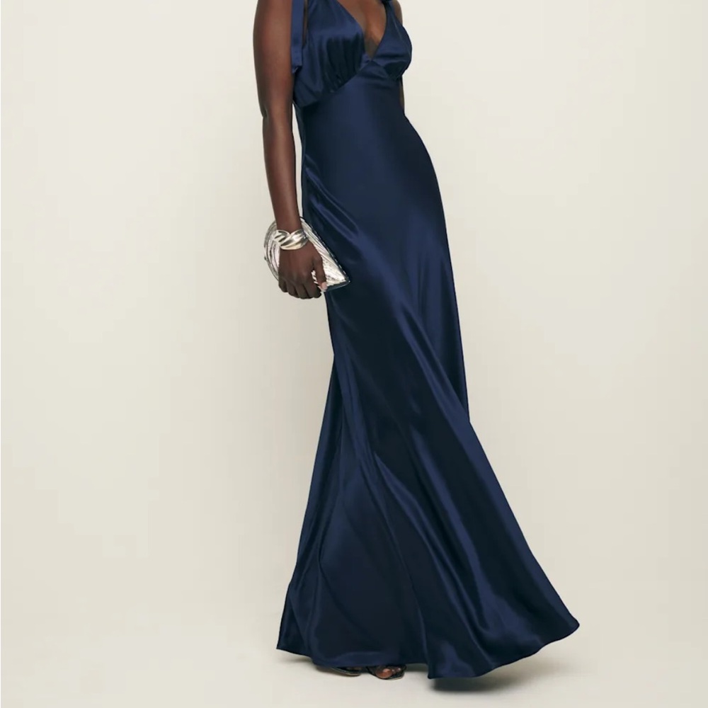 Reformation Blue Halter Maxi Gown